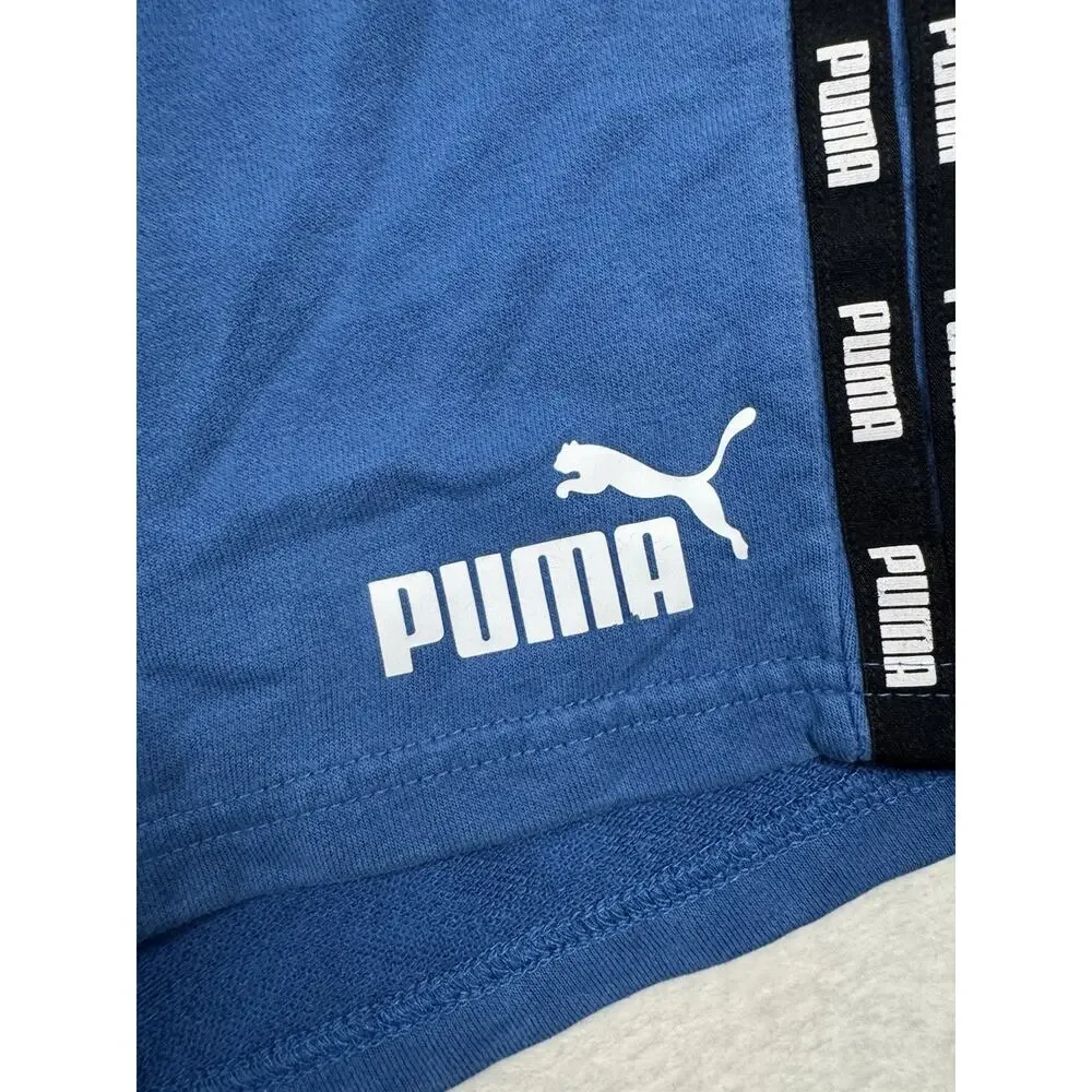 Puma Men’s Blue Fleece Shorts Logo Tape Side XL Athletic Lounge Sweat Shorts